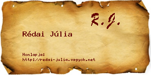 Rédai Júlia névjegykártya